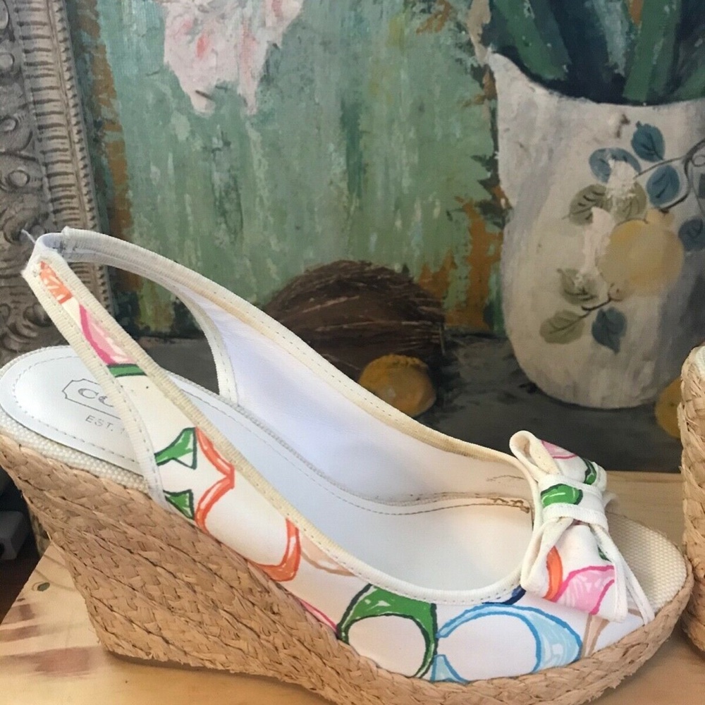Coach Multicolor Floral Print Espadrille Wedges - Picture 9 of 9